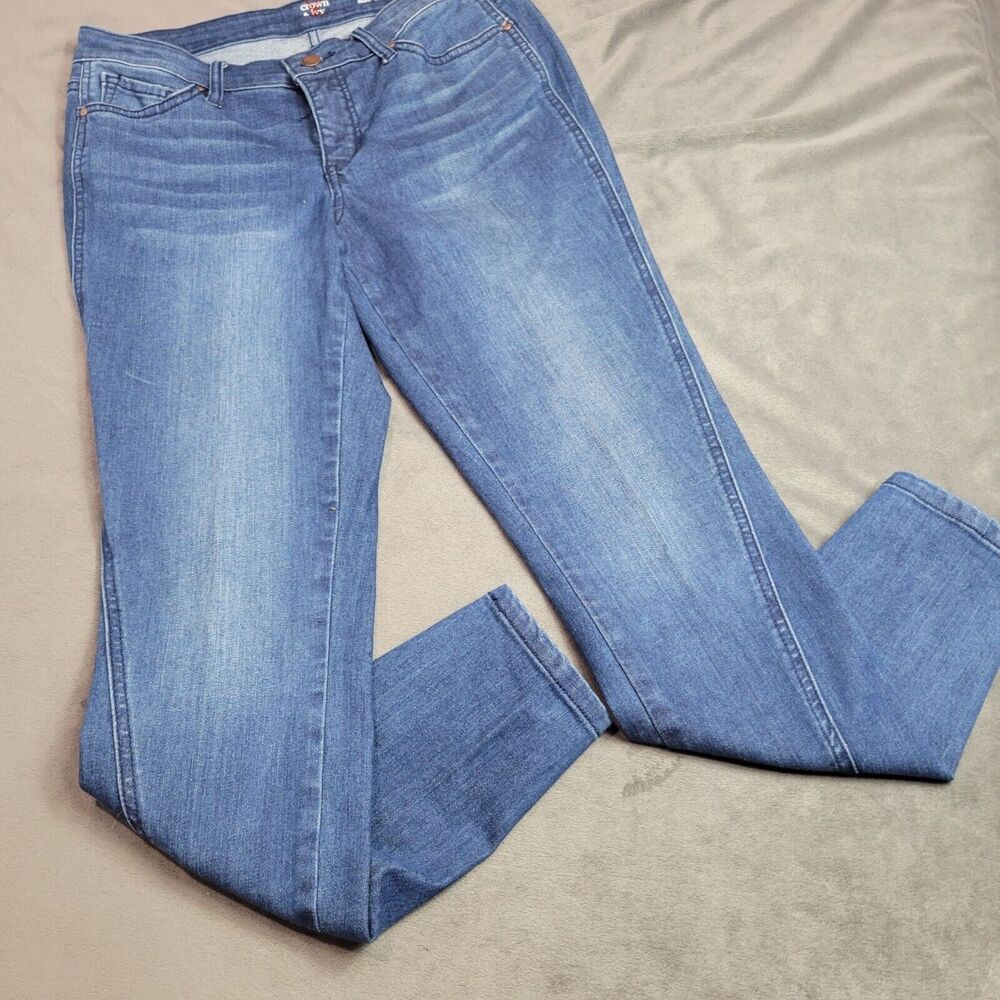 Crown & Ivy Denim Jeans Womens Size 4 Blue Comfort Stretch Skinny Full Pants